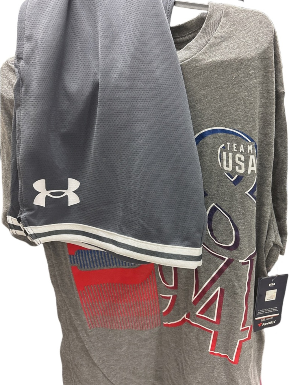 SET:Under Armour Shorts PLUS  Fanatics Graphic Tee - Blue/Red/Gray